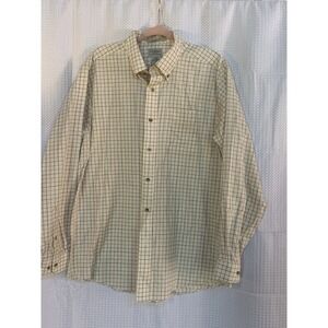 LL Bean‎ Mens Large Long Sleeve Dress Shirt Ivory Stripes